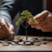 Financial Growth: Photo of a Businessman Planting a Money Tree for Prosperity